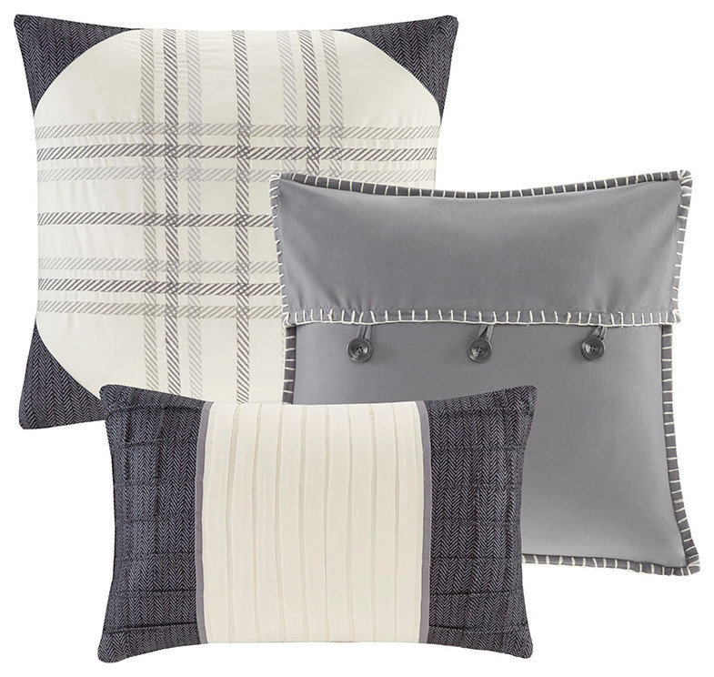Madison Park Ridge Cabin Farmhouse Buffalo Check Comforter Set, Grey ...