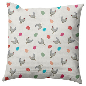 Chickens and Eggs Easter Decorative Throw Pillow, Whisper White, 26x26"