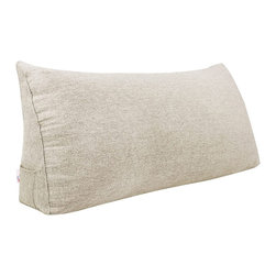 WOWMAX - Bed Rest Wedge Headboard Reading Pillow Daybed Back Support Linen Blend Ivory, 71x20x8 - Bed Pillows