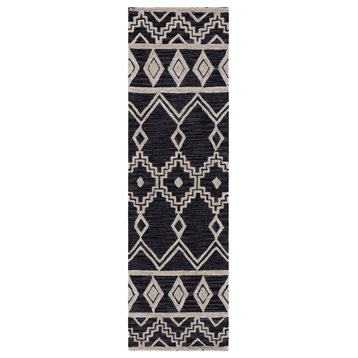 Safavieh Abstract Collection, ABT851 Rug, Black/Ivory, 2'3"x8'