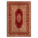 Bareens Designer Rugs - Abusson Pak Persian Afton Rust/Taupe Wool Rug - 6'2'' x 9'7'' - Designed with mesmerizing intricacy and gorgeous color palette, this hand-knotted masterpiece demonstrates the beauty and electrifying thrill of Pak Persian art. These meticulously hand-knotted Pak-Persian rug is made with pure wool and features breathtaking traditional, transitional, and tribal designs in bold luxurious color pallets. Known for their intricate designs these rugs are a reproduction of Persian rugs, made in Pakistan with unique Mughal designs. Made by master weavers using the same Persian texture, design and dying technique, we wanted to produce the most significant manifestation of Persian art, life, and culture. This rug is most famous for its exceptional quality, incredible designs, patterns, and vibrant rich color. Pak-Persian rugs made with Persian weave with high knot counts, which enables the high intricacy and detail found in the patterns are also referred to as "State of art", each color adds a rich beautiful detail in the artwork of this rug. The design, color, and beautiful chromatic composition with a vibrant sheen with intricate designs, exude beauty, elegance, and quality make this rug a masterpiece of its own.