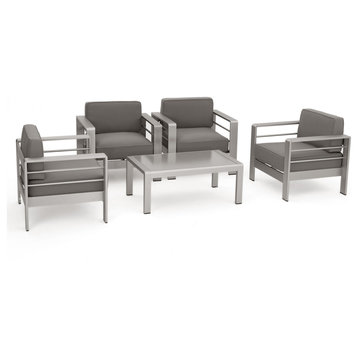 GDF Studio 5-Piece Coral Bay Outdoor Aluminum Chat Set With Cushions