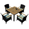 Arbor 5 Piece Outdoor Modern Arm Chair Dining Set, Spa Cushions