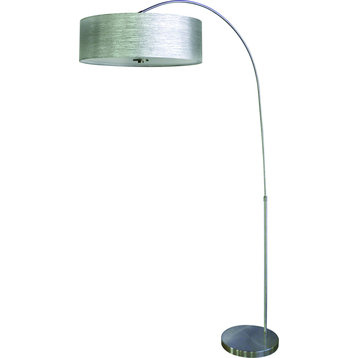 Arc Floor Lamp - Satin Steel, Starlight Weave