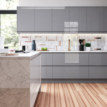 Dust gray glossy cabinets