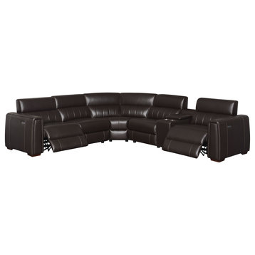 Nara 6-Piece Dual-Power Leather Reclining Sectional