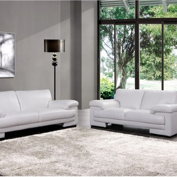 Marlene White Top Grain Leather 2 PC Sofa Set (Sofa and Loveseat)