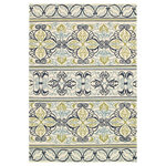 Couristan Inc - Couristan Covington Pegasus Indoor/Outdoor Area Rug, Ivory-Navy-Lime, 3'6x5'6 - Designed with today's  busy households in mind, the Covington Collection showcases versatile floor fashions with impressive performance features that add to their everyday appeal. Because they are made of the finest 100% fiber-enhanced Courtron polypropylene, Covington area rugs are water resistant and can be used in a multitude of spaces, including covered outdoor patios, porches, mudrooms, kitchens, entryways and much, much more. Treated to prevent the growth of mold and mildew, these multi-purpose area rugs are exceptionally easy to clean and are even considered pet-friendly. An ideal decor choice for families with young children, or those who frequently entertain, they will retain their rich splendor and stand the test of time despite wear and tear of heavy foot traffic, humidity conditions and various other elements. Featuring a unique hand-hooked construction, these beautifully detailed area rugs also have the distinctive aesthetic of an artisan-crafted product. A broad range of motifs, from nature-inspired florals to contemporary geometric shapes, provide the ultimate decorating flexibility.