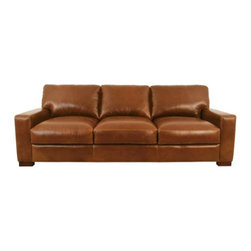 Softline Leather Sofa in Splendor Chestnut - Sofas