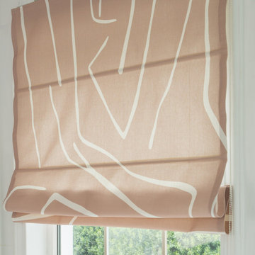 Pink Line Quick Fix Washable Flat Fold Roman Shades, Window Blinds