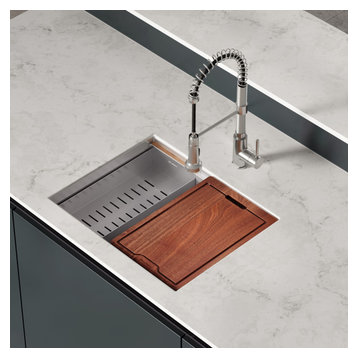 Rivage 22 x 19 Single Basin Undermount Kitchen Workstation Sink