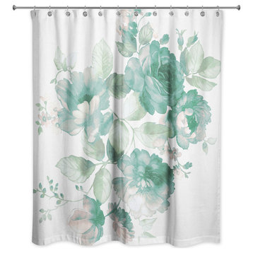 Watercolor Flowers 5 71x74 Shower Curtain