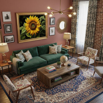 A Moment of Gold Digital Floral Artwork Eclectic Style Wall Art