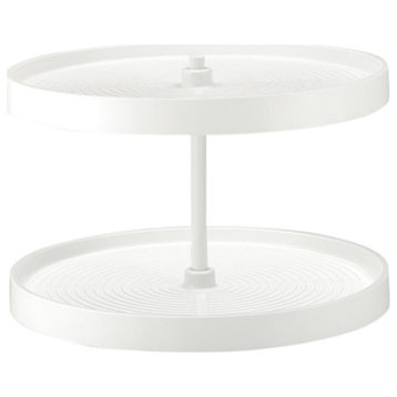Polymer Full Circle 2-Shelf Lazy Susan for Corner Wall Cabinet, White