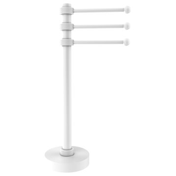 Vanity Top 3 Swing Arm Towel Holder with Groovy Accents, Matte White