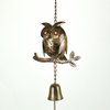 Decorative Metal Owl Mottled Finish Wind Chime Sculpture