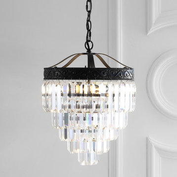 Wyatt 2-Light Crystal LED Chandelier, Bronze / Clear, Width: 12"