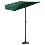 Villacera - Villacera 9' Outdoor Patio Half Umbrella With 5 Ribs Forest Green - Create a cool and comfortable spot in the smallest of spaces with the Villacera 9  Half Patio Umbrella to provide quality sun protection flush against a wall or side of your home. The easy to use hand-crank opens and closes the 9-foot canopy in seconds to block sunlight so you can relax in the shade during hot summer days. Constructed of durable steel, its 5 steel supporting ribs, powder coated steel pole and heavy-duty polyester fabric, this patio umbrella has the structure for superior to endure heat, wind, and rain! Simply crank the umbrella closed when not in use and use the built-in strap to secure it to the pole.