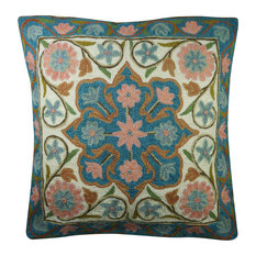Mogul Sofa Cushion Covers Suzani Embroidered Handmade Indian Toss Pillow Sham