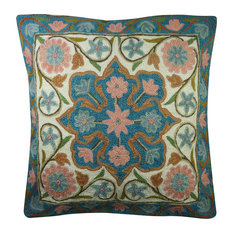 Mogul Interior - Mogul Sofa Cushion Covers Suzani Embroidered Handmade Indian Toss Pillow Sham - Pillowcases and Shams