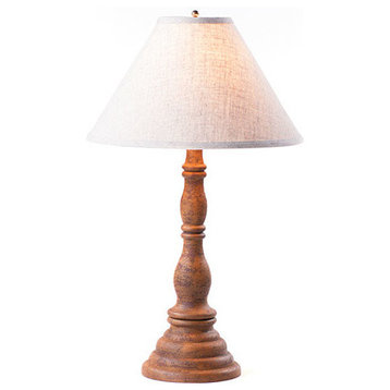 Wood Table Lamp With Punched Linen Shade USA Handmade Davenport, Mustard