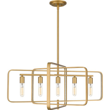 Dupree 5-Light Island Chandelier in Brushed Weathered Brass