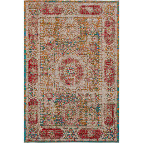 Amsterdam Traditional Mustard, Bright Blue Area Rug, 2'x3'