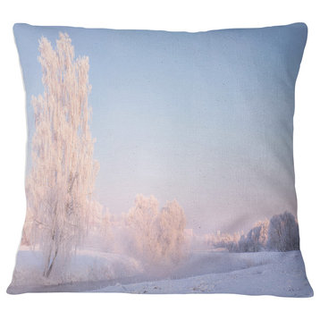 White Crystal Tree and Landscape Landscape Printed Throw Pillow, 18"x18"