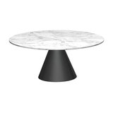 Oscar Round Coffee Table, White Marble, Black Base, Small