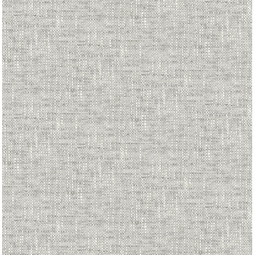 NU2873 Poplin Texture Peel & Stick Wallpaper in Grey Off White