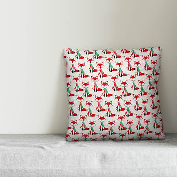 Midcentury Modern Winter Fox Pattern 18x18 Spun Poly Pillow