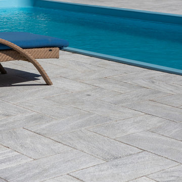 Beautiful swimming pool decoration project with Kavala Marble