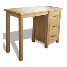 vidaXL Solid Oak Desk w/ 3 Drawers Computer Laptop Table Work Study Office