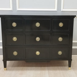 Custom Three Drawer Chest in Black Lacquered Finish - Dressers