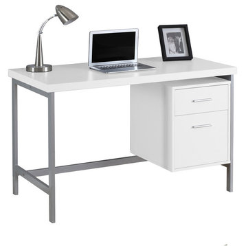 Computer Desk - 48"L / White / Silver Metal