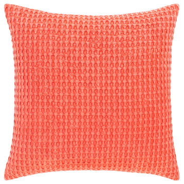 Waffle WFL-001 Pillow Cover, Bright Orange, 22"x22", Pillow Cover Only