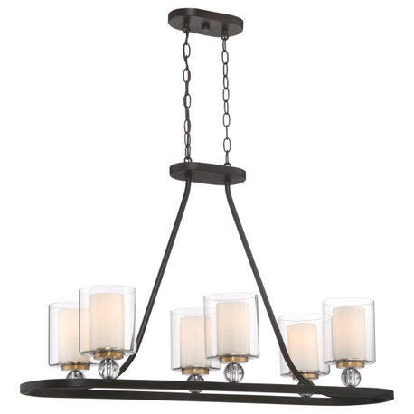 Minka Lavery 3076-416 6 Light 38"W Linear Chandelier - Painted Bronze with