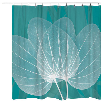 Teal Leaves Shower Curtain