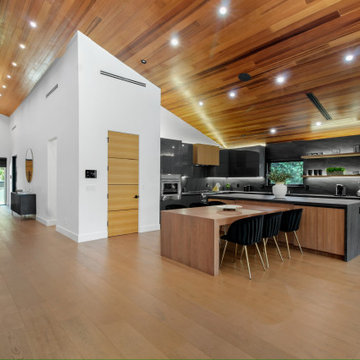 Cedar Ceiling Running from the Entry Through the Kitchen