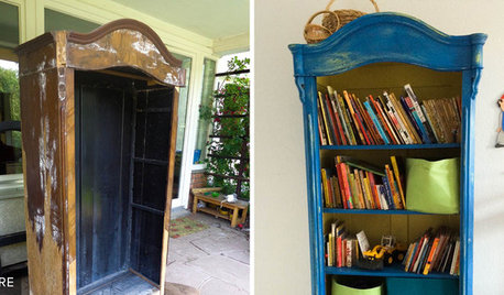 Project Rehab: Water-Damaged Wardrobe to Bright Blue Bookcase