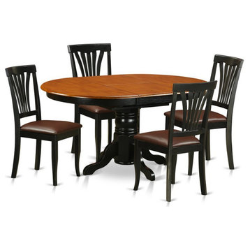East West Furniture Avon 5-piece Wood Dining Table Set in Black and Cherry