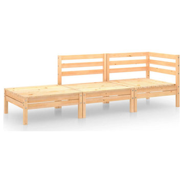 vidaXL Solid Wood Pine Patio Lounge Set 3 Piece Garden Outdoor Seat Furniture