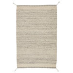 Jaipur Living - Jaipur Living Gila Handmade Border Gray Rug, 8'x10' - West Coast minimalism has a shearling, cozy moment with the Nazca collection. Hand-loomed of texture-rich wool, the Gila rug boasts a gray and ivory colorway that lends versatility to the simple yet statement-making heathered design. A linear border with braided tassel details on each corner add a touch of whimsy and global appeal to this handwoven rug.