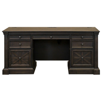 Traditional Credenza Wood Office Desk Writing Table Storage Desk Dark Brown