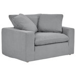 Armen Living - Liberty 51.5" Upholstered Chair and a Half in Pearl, Slate Gray - Introducing the Liberty 51.5" Upholstered Chair and a Half, where comfort and style seamlessly merge in a refined, practical package. This thoughtfully designed chair and a half offers a range of features that redefine your relaxation experience. Crafted for your convenience, this oversized chair includes reversible cushions with removable covers equipped with a zipper closure. This not only enhances the ease of maintenance but also allows you to effortlessly keep your chair looking pristine. For an added layer of practicality, the removable slipcover is attached with Velcro at the bottom of the frame, ensuring a neat and tailored appearance. The down, foam, and fiber blend seat cushion provides a plush and inviting seating experience, making it the ideal spot for unwinding, reading, or simply enjoying a quiet moment of relaxation. Durability and longevity are paramount, thanks to the chair's eight-way hand-tied seat construction, assuring that your investment is built to withstand the test of time. To enhance your lounging experience, the chair comes complete with two coordinating toss pillows, adding a pop of style and comfort. The Liberty&rsquo;s practical features, premium materials, and high-quality construction ensure that it's not just a piece of furniture but a defining element of your living room, bedroom, den, or home office. This oversized accent chair is available in your choice of Slate Gray, Pearl, or Sahara Brown upholstery.
