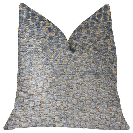 Dusky Gem Blue and Silver Luxury Throw Pillow, 18"x18"