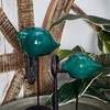 Contemporary Ceramic Birds With Metal Stands, 3-Piece Set, Green