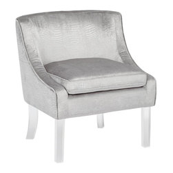 55 Downing Street - Lauren Silver Alligator Cushioned Accent Chair - Bar Stools And Counter Stools