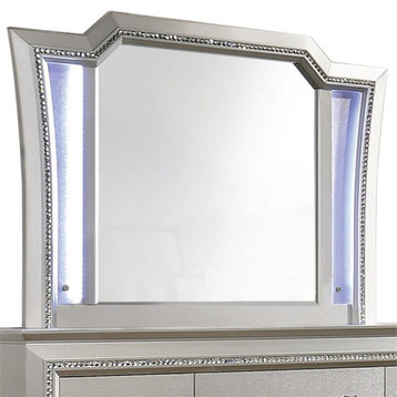 ACME Kaitlyn Wooden Frame Mirror with LED in White and Champagne