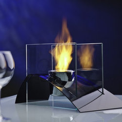 DecorPro 17'' x 10'' Allusion Tabletop Black Fireburner D10002 - Tabletop Fireplaces